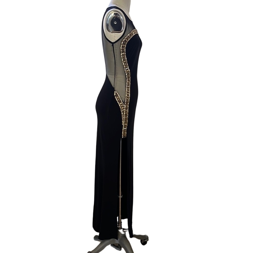 Black Embellished Maxi Stretch Dress